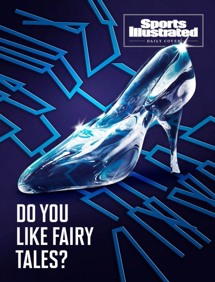 “Do You Like Fairytales?” is written below Cinderella’s slipper